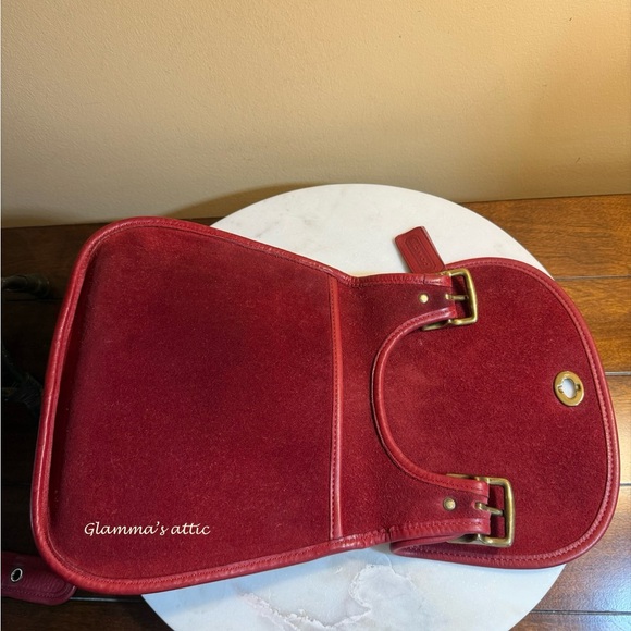 COACH vintage RED suede Crescent Berkeley🔥beaut - Picture 7 of 15